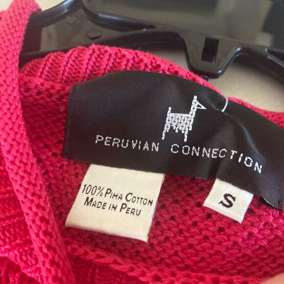 Peruvian Connection 100% Pima Cotton Thick Knit Long Sleeve Crew Pink Sweater S - Picture 6 of 6